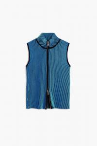 Вязаная футболка-жилет с высоким воротником и застежкой-молнией