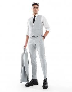 Узкие свадебные брюки ASOS DESIGN из меланжевой фактуры зеленого шалфея