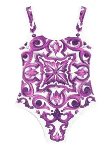 Купальник с принтом Majolica Dolce & Gabbana Kids, белый
