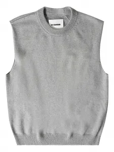 Безрукавный свитер с круглым вырезом JIL SANDER, серый