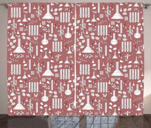 Штора ABAKUHAUS Аптекарь в деревенском стиле, Фантастическая алхимия, универсальная тесьма для гостиной с петлями и крючками, 280 x 175 см, цвет сушеная роза белый Abakuhaus