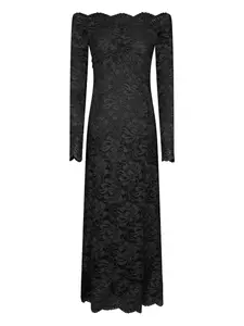 Кружевное миди-платье с цветочным узором Rabanne, черный