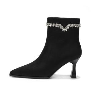 Ботильоны женские QITUMAUL, Black[Heel Height 7.5Cm]