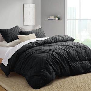 Unikome Жаккардовый пододеяльник с отделкой и шикарным текстурированным акцентом, легкое покрывало из микрофибры, цвет Black Wave