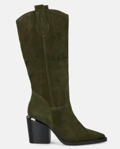 Женские ботильоны на широком каблуке с заостренным носком Alma en Pena, хаки