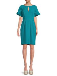 Платье-футляр с развевающимися рукавами Focus By Shani, цвет Azure Blue