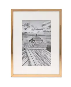 Элегантная металлическая фоторамка со скошенным паспарту для фотографии, 4" x 6" Lawrence Frames, gold-tone