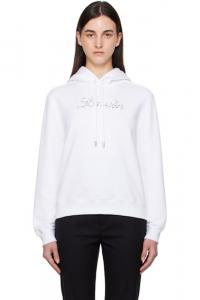 Белая толстовка с капюшоном Lanvin с вышивкой бисером