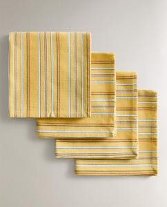 Набор салфеток Zara Home Pack Of Cotton With Multicoloured Stripes 4 шт, желтый