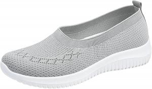 Женские удобные повседневные слипоны с круглым носком на плоской подошве для весенне-летних образов с толстой подошвой Generic, Grey