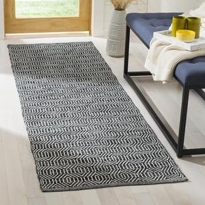 Ковер-дорожка SAFAVIEH, 69 x 214 см, Montauk Collection - Ivory & Dark Grey, ручное плоское плетение из хлопка, идеально для помещений с высокой проходимостью в гостиной, спальне (MTK413A)