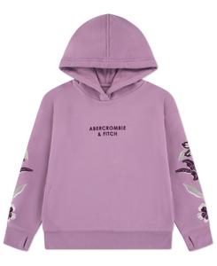Детская вышитая толстовка с капюшоном abercrombie kids, Lavender