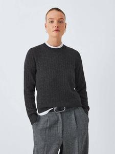 Кашемировый джемпер с косой вязкой John Lewis, Charcoal