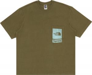 Футболка Supreme x The North Face Printed Pocket Tee 'Olive', зеленый