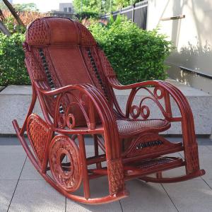 Jiajing Furniture Кресло-качалка из ротанга с усиленной поясничной поддержкой, цвет wine red