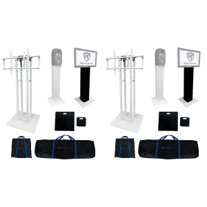 (2) Rockville RTP33-TV White/Black Totem DJ Speaker/Lighting Stands с креплением для телевизора (2) RTP33-TV+(2) BLACK TOTEM PLATES