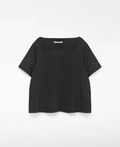 Женский топ из полосатой ткани Adolfo Dominguez, серо-коричневый