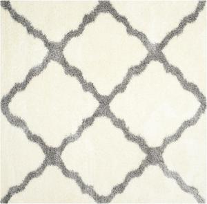 Ковер SAFAVIEH, 122 x 122 см, Montreal Shag Collection, Ivory & Grey, узор Trellis, без линьки и простой в уходе, идеален для помещений с высокой проходимостью в гостиной, спальне (SGM866B)