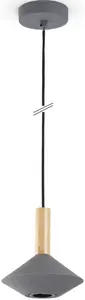 Paco Home Подвесной светильник "MORA", лампа GU10 | без лампочки, гостиная, столовая, воронкообразная, современный, дерево, металл, GU10 Ø 17 см, Высота: 18,7 см, серый