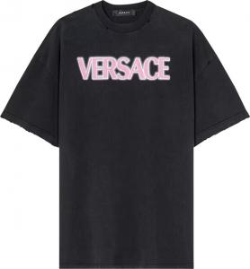 Футболка Versace Logo Print T-Shirt 'Black/Fuchsia', черный