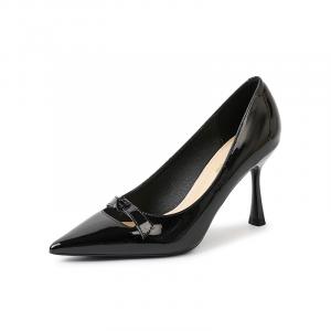 Туфли на тонком каблуке высотой 8,5 см для женщин Qiandongmeili, Black