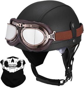 Полушлем кожаный Pdjewos S~XL, черный