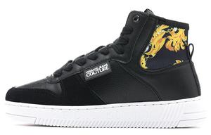 Кроссовки VERSACE JEANS Couture Skateboarding Shoes Women's High-top Black, черный