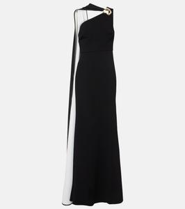 Асимметричное платье из кади с накидкой Roland Mouret, Monochrome