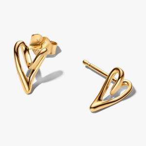 Серьги Pandora Organically Shaped Heart, золото