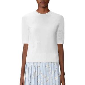 Футболка с интарсией Feather и 4 полосками THOM BROWNE, белый