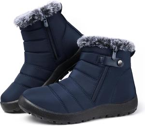 Женские зимние снежные ботинки SHIBEVER: черные водонепроницаемые ботильоны для ходьбы, с меховой подкладкой, теплыe, наружные короткие ботинки с нескользящей подошвой