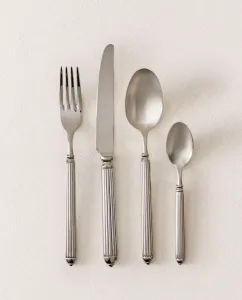 Набор столовых приборов Zara Home Grooved Steel Cutlery, 4 штуки, серебристый