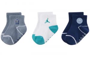 Набор из 3 детских носков для младенцев и малышей Jordan, 3 pack (серый/белый/синий)