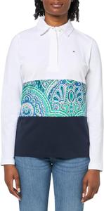 Женское классическое поло с длинным рукавом и узором пейсли от Tommy Hilfiger, White Combo