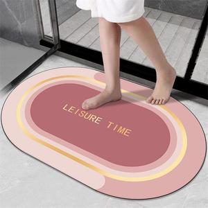 Dajiang Ковер 60х90 см из мягкого ПВХ, нескользящий, быстро сохнущий, для ванной, кухни, прихожей, Dou Sha Pink Oval