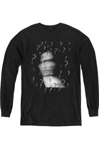 Бэтмен Загадочник? Молодежная толстовка с длинным рукавом Gildan, черный