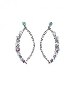 Серьги-Подвески в форме полумесяца со стразами Sohi, silver