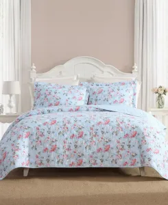 Комплект постельного белья Blissful Dream из 3 предметов, хлопковый, размер King Laura Ashley, синий/розовый