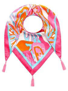 Треугольный шарф "Большой цветок" розового цвета - (Д)200 x (Ш)95 см Zwillingsherz