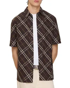 Хлопковая рубашка с клетчатым рисунком Burberry, коричневый