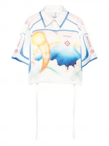 Шелковый топ с принтом CASABLANCA, белый