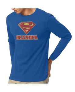 Мужская футболка с длинным рукавом "Супер Дедушка" для взрослых Superman, Medium blue