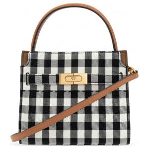 Сумка через плечо Lee Radziwill из кожи, миниатюрная женская сумка черно-белая TORY BURCH