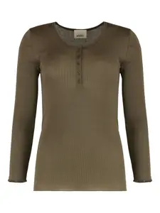 Вязаный топ в рубчик (с застежкой-хенли) MARANT ÉTOILE, зеленый