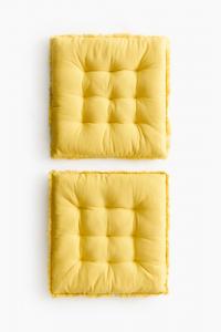 Подушка на стул H&M Chair Containing Linen, 38x38 см, 2 штуки, желтый