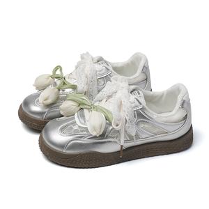 OLDDESIRE Женские низкие скейтбордские кеды милый серебристый, цвет Cute Silver