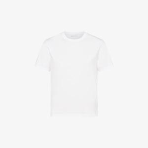 Футболка узкого кроя из эластичного хлопка с вышитым логотипом Prada, белый