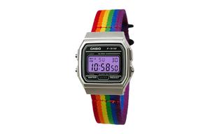 CASIO Мужские часы Retrofit Series с кварцевым механизмом и нейлоновым ремешком, черный циферблат