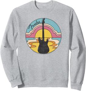Толстовка Fender Beach Guitar Sunset Outline, серая (серый меланж)
