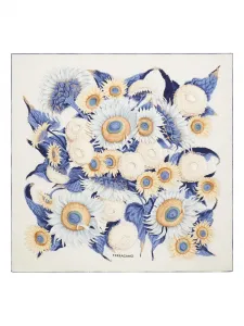 Шелковый шарф с принтом подсолнечников Ferragamo, нейтральный